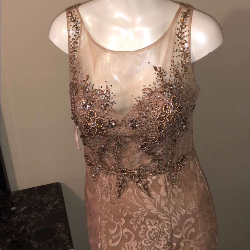 Beautiful boutique gown size M taupe with beading